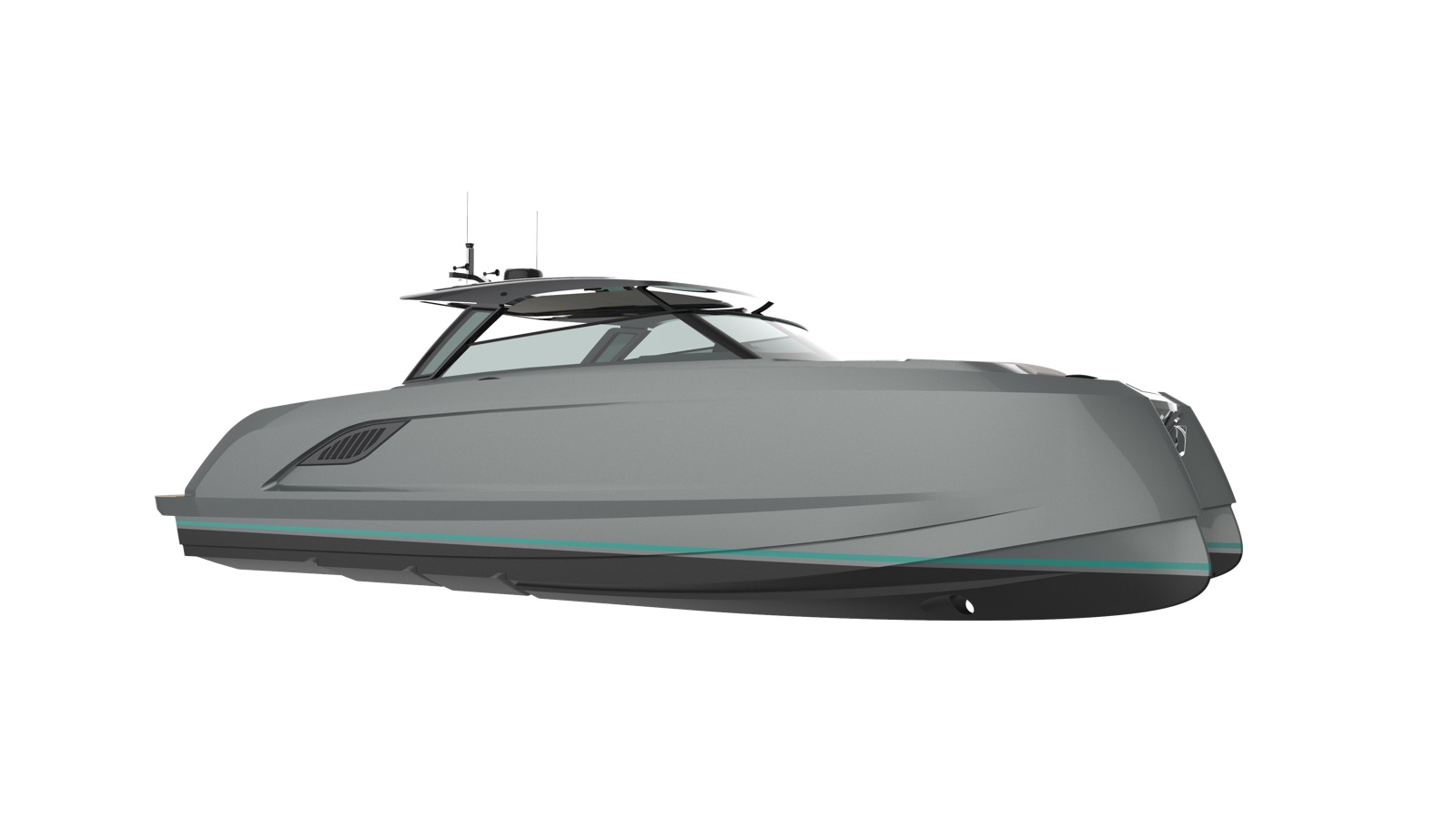 VYBE 43 hull laminate cross-section showing vacuum infusion quality